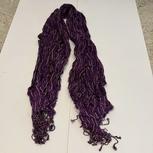 Plaid Purple with Metallic Silver Women's Scarf